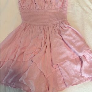 American Threads Pink Ruched Ruffled Strapless Sundress